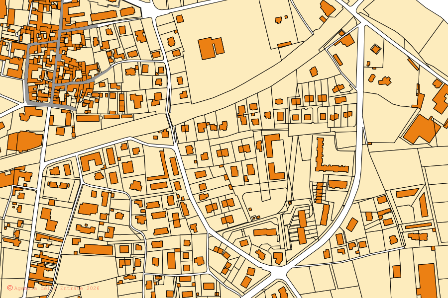 Mappa catastale del centro di Paderno d'Adda: particelle e fabbricati, cartografia Agenzia delle Entrate