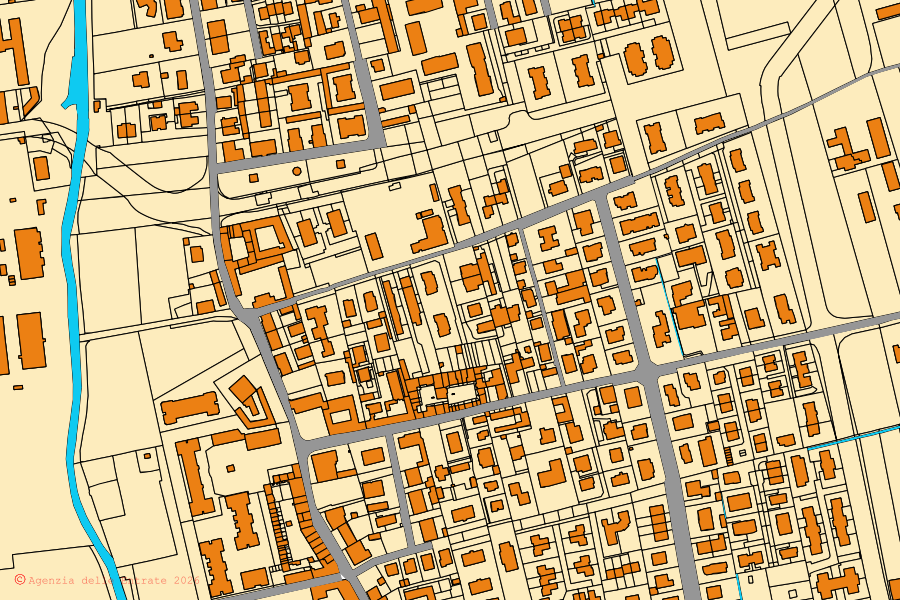 Mappa catastale del centro di Paderno Dugnano: particelle e fabbricati, cartografia Agenzia delle Entrate