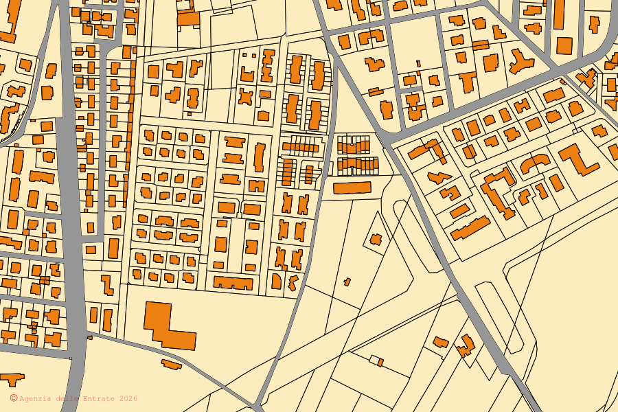 Mappa catastale del centro di Paderno Franciacorta: particelle e fabbricati, cartografia Agenzia delle Entrate