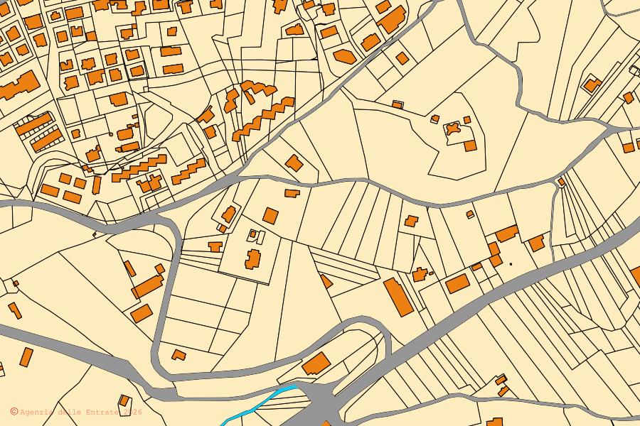 Mappa catastale del centro di Paduli: particelle e fabbricati, cartografia Agenzia delle Entrate