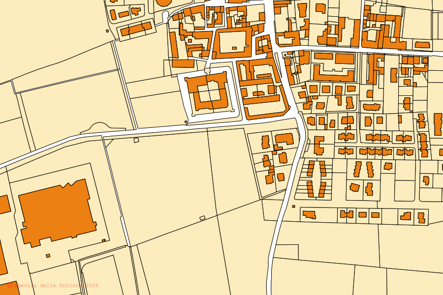 Mappa catastale del centro di Pagazzano: particelle e fabbricati, cartografia Agenzia delle Entrate