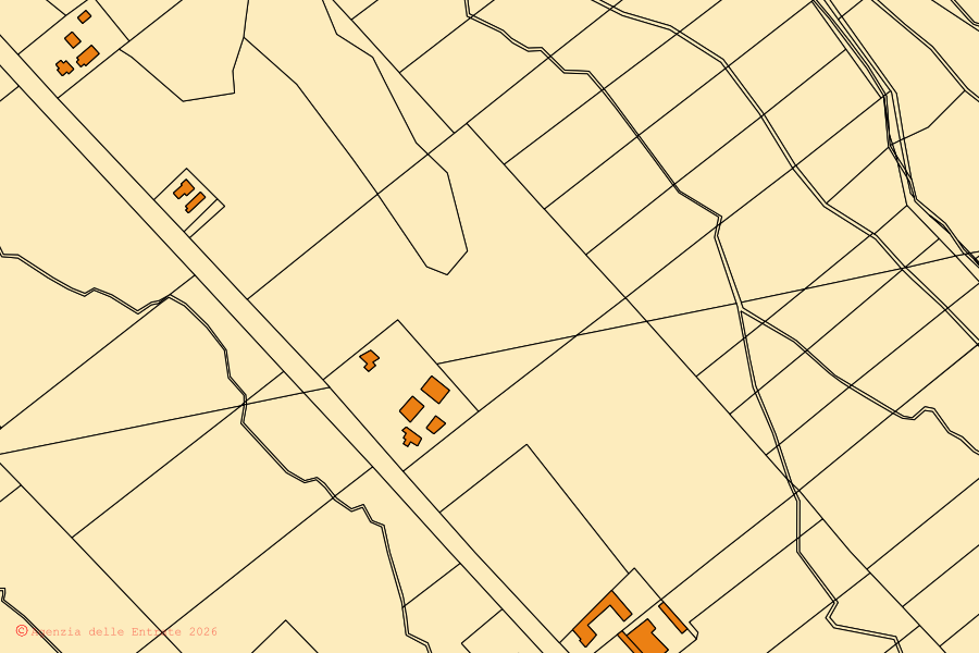 Mappa catastale del centro di Palmas Arborea: particelle e fabbricati, cartografia Agenzia delle Entrate