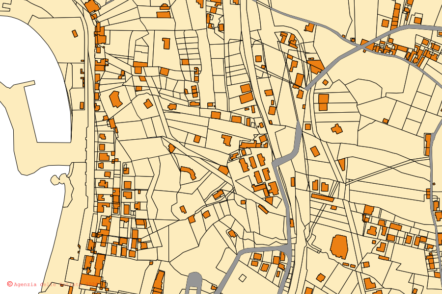 Mappa catastale del centro di Palmi: particelle e fabbricati, cartografia Agenzia delle Entrate