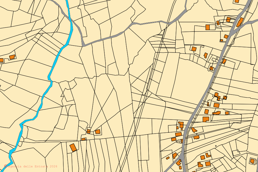 Mappa catastale del centro di Palomonte: particelle e fabbricati, cartografia Agenzia delle Entrate