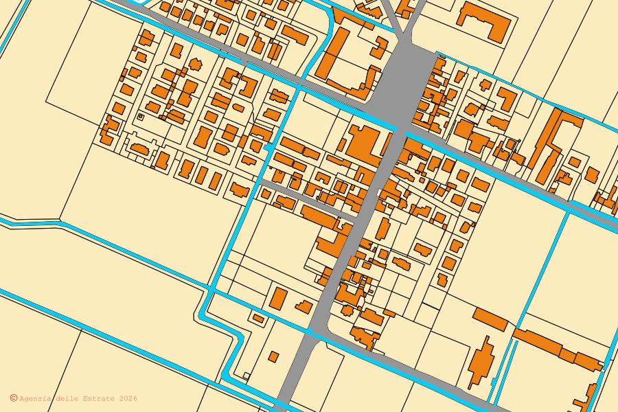 Mappa catastale del centro di Palù: particelle e fabbricati, cartografia Agenzia delle Entrate