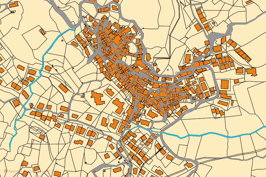 Mappa catastale del centro di Paludi: particelle e fabbricati, cartografia Agenzia delle Entrate