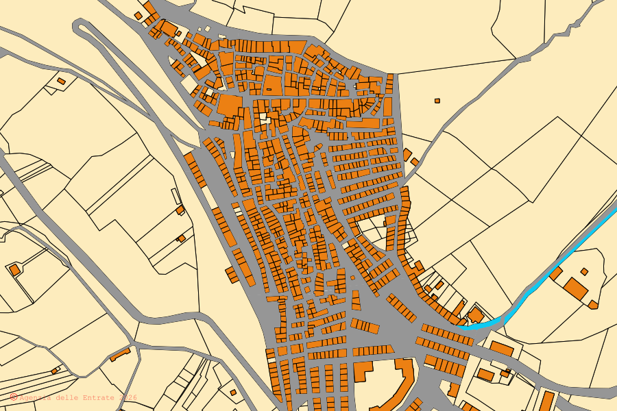 Mappa catastale del centro di Panni: particelle e fabbricati, cartografia Agenzia delle Entrate