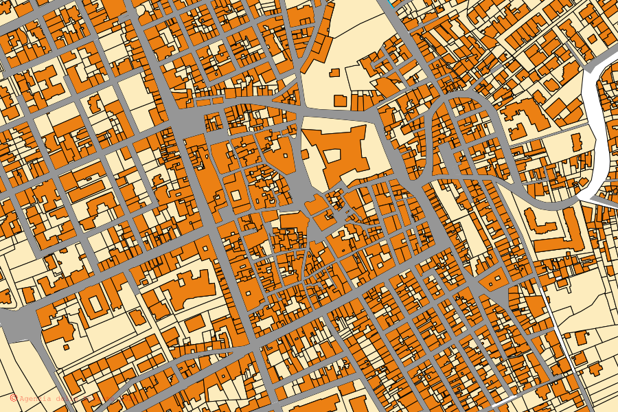 Mappa catastale del centro di Parabita: particelle e fabbricati, cartografia Agenzia delle Entrate