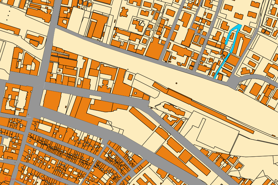 Mappa catastale del centro di Parma: particelle e fabbricati, cartografia Agenzia delle Entrate