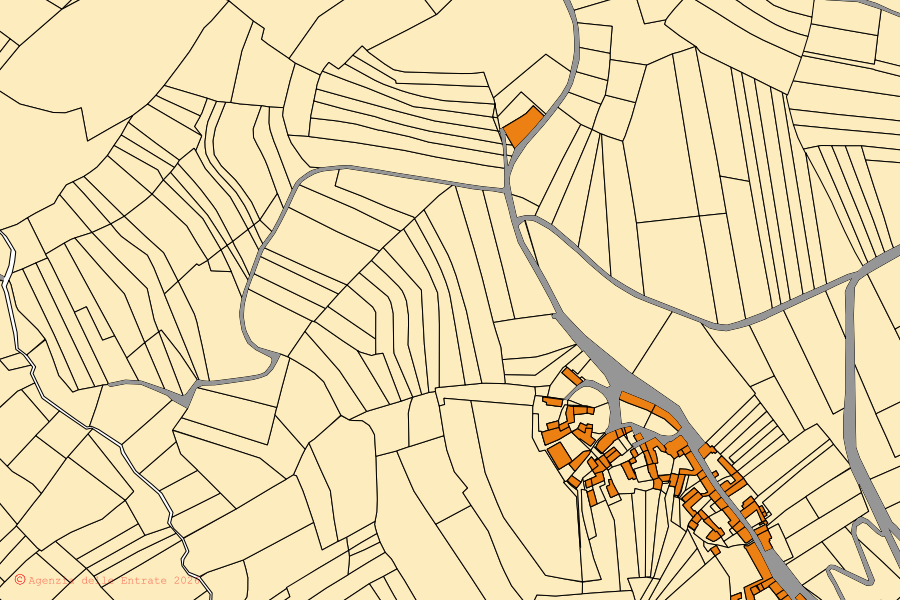 Mappa catastale del centro di Passerano Marmorito: particelle e fabbricati, cartografia Agenzia delle Entrate