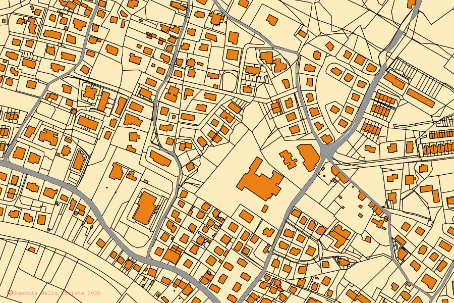 Mappa catastale del centro di Passignano sul Trasimeno: particelle e fabbricati, cartografia Agenzia delle Entrate