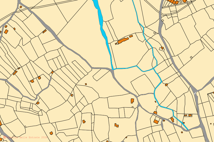 Mappa catastale del centro di Pattada: particelle e fabbricati, cartografia Agenzia delle Entrate