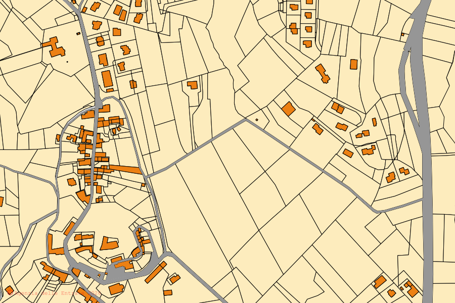 Mappa catastale del centro di Pavarolo: particelle e fabbricati, cartografia Agenzia delle Entrate