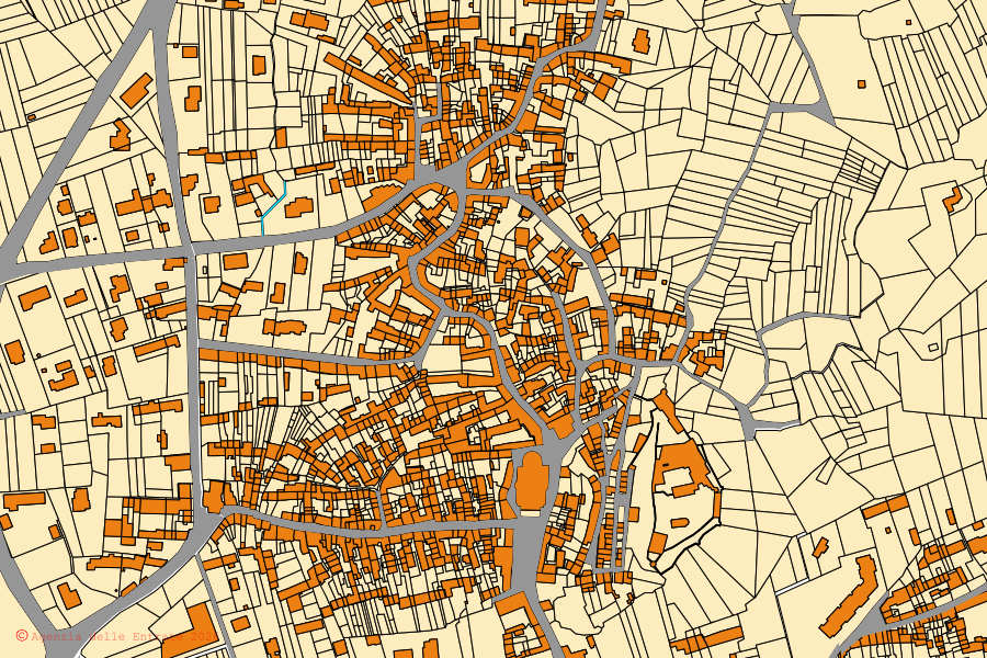 Mappa catastale del centro di Pavone Canavese: particelle e fabbricati, cartografia Agenzia delle Entrate