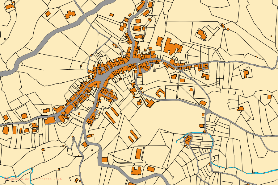 Mappa catastale del centro di Pedivigliano: particelle e fabbricati, cartografia Agenzia delle Entrate