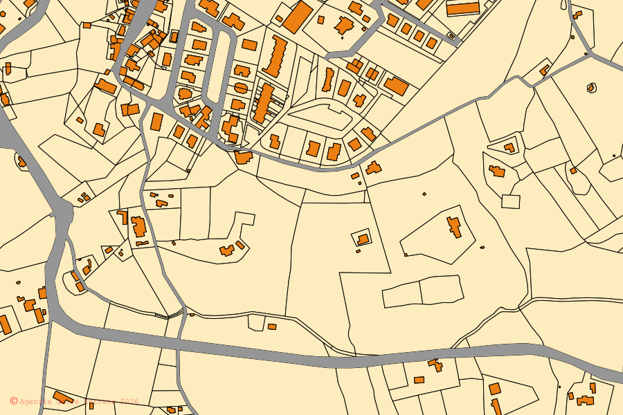 Mappa catastale del centro di Penna in Teverina: particelle e fabbricati, cartografia Agenzia delle Entrate
