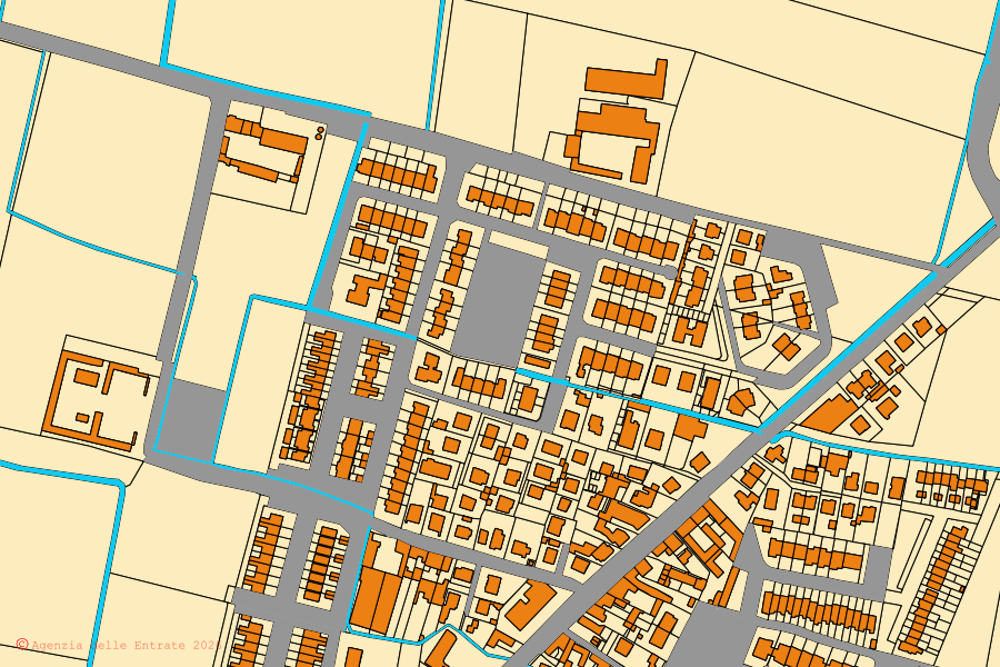 Mappa catastale del centro di Persico Dosimo: particelle e fabbricati, cartografia Agenzia delle Entrate