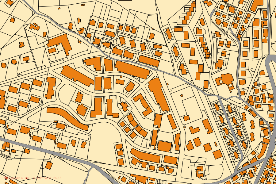 Mappa catastale del centro di Perugia: particelle e fabbricati, cartografia Agenzia delle Entrate