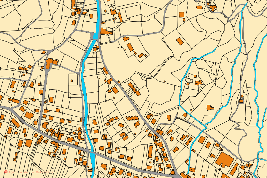 Mappa catastale del centro di Pescaglia: particelle e fabbricati, cartografia Agenzia delle Entrate