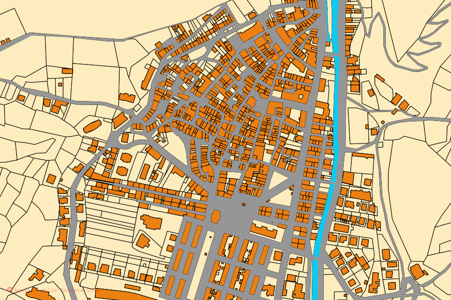 Mappa catastale del centro di Pescasseroli: particelle e fabbricati, cartografia Agenzia delle Entrate