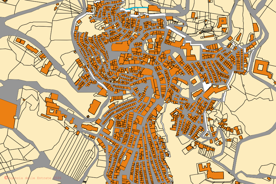 Mappa catastale del centro di Petralia Sottana: particelle e fabbricati, cartografia Agenzia delle Entrate