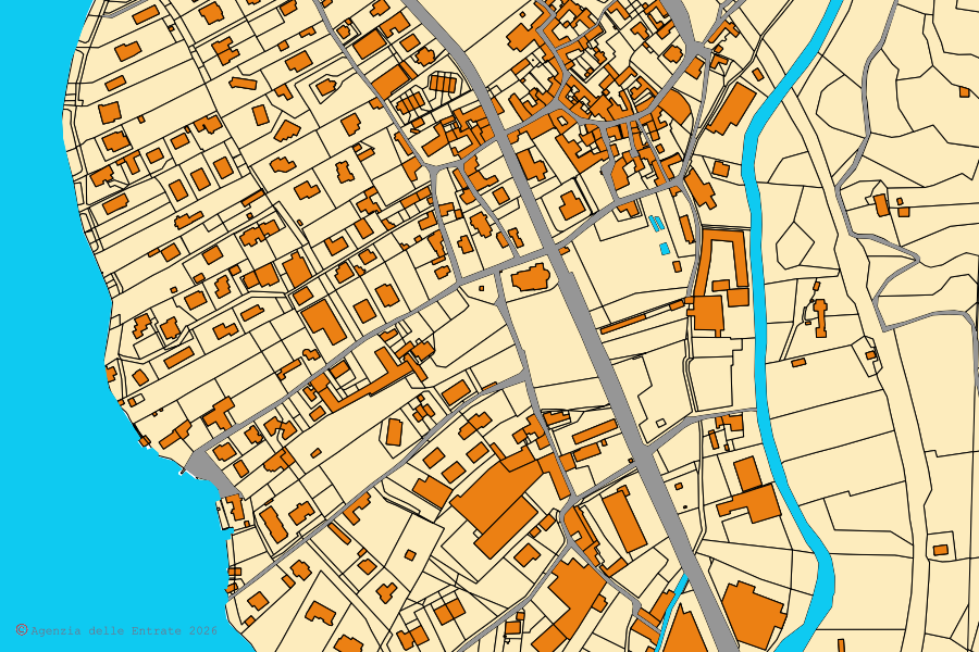 Mappa catastale del centro di Pettenasco: particelle e fabbricati, cartografia Agenzia delle Entrate