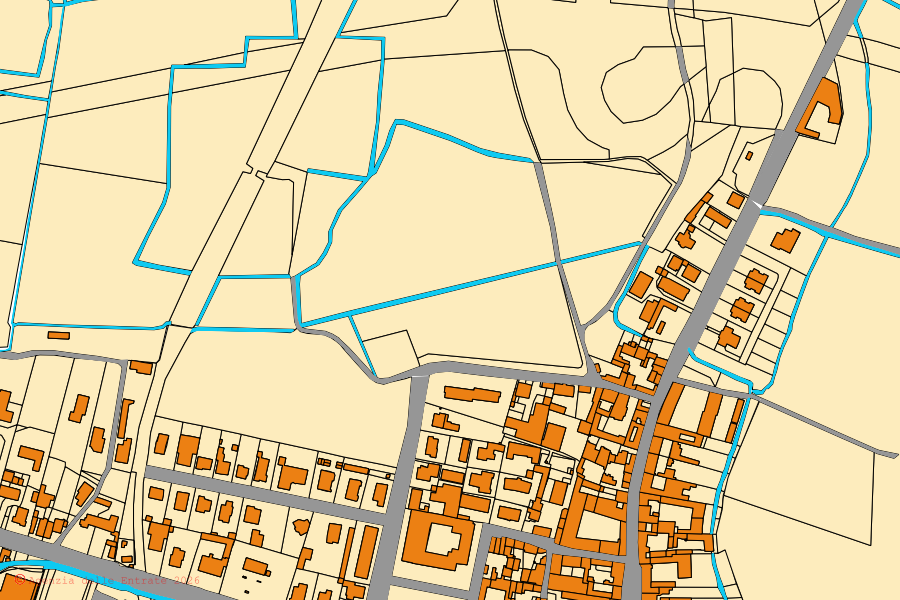 Mappa catastale del centro di Piadena Drizzona: particelle e fabbricati, cartografia Agenzia delle Entrate