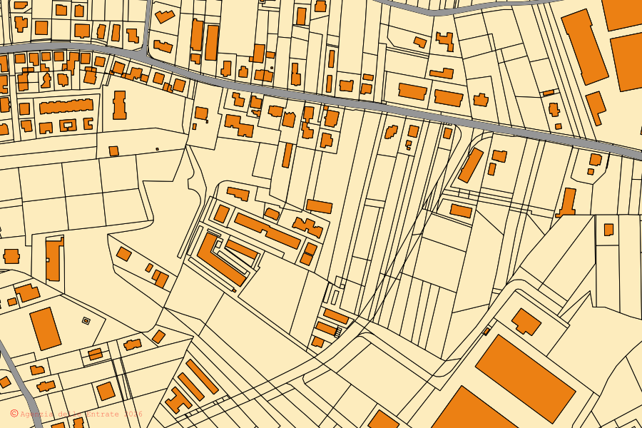 Mappa catastale del centro di Pianella: particelle e fabbricati, cartografia Agenzia delle Entrate