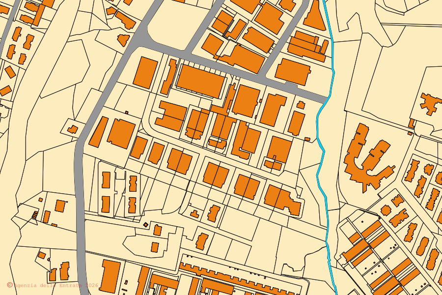 Mappa catastale del centro di Pianoro: particelle e fabbricati, cartografia Agenzia delle Entrate