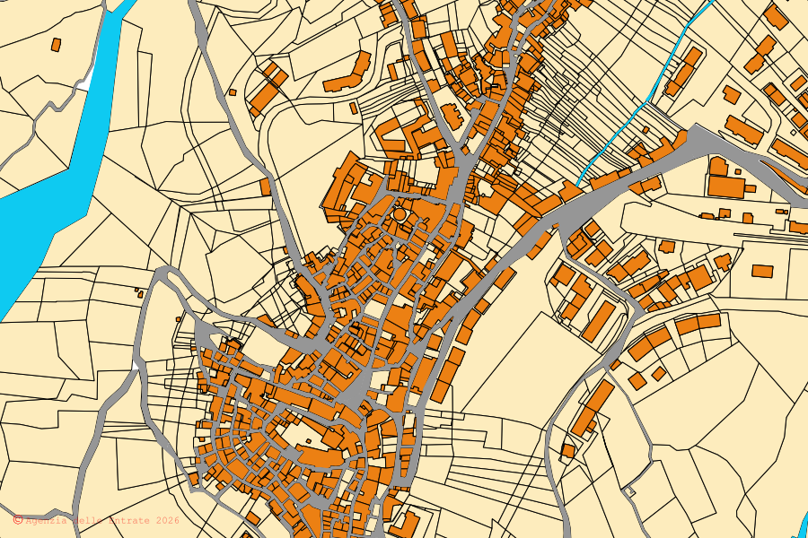 Mappa catastale del centro di Picerno: particelle e fabbricati, cartografia Agenzia delle Entrate