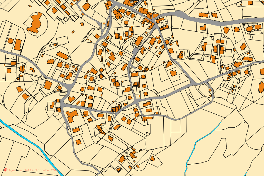 Mappa catastale del centro di Piegaro: particelle e fabbricati, cartografia Agenzia delle Entrate