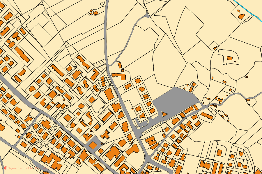 Mappa catastale del centro di Pienza: particelle e fabbricati, cartografia Agenzia delle Entrate