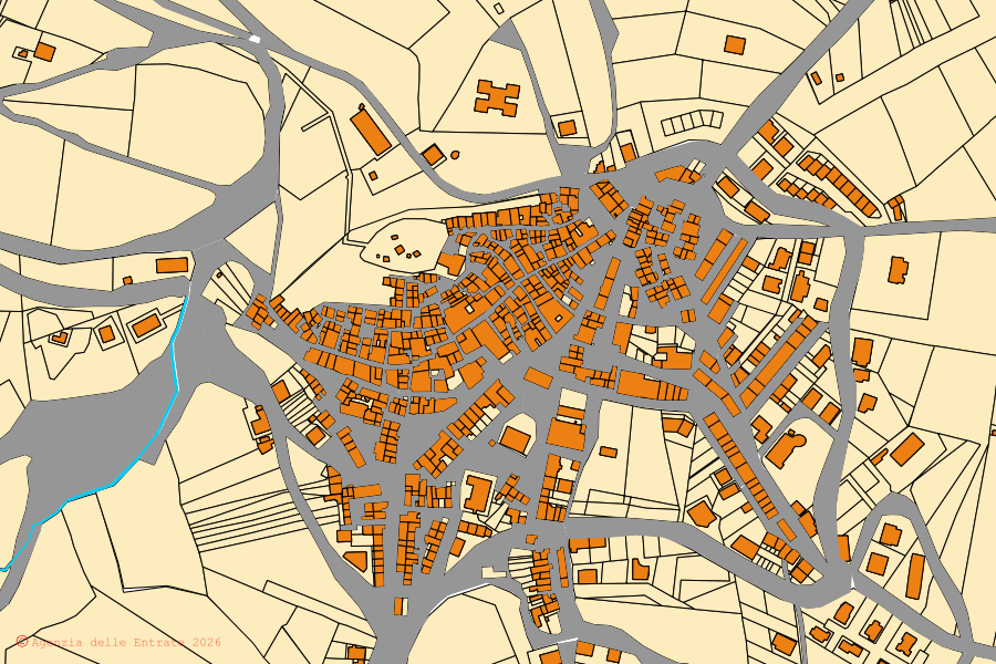 Mappa catastale del centro di Pietracatella: particelle e fabbricati, cartografia Agenzia delle Entrate