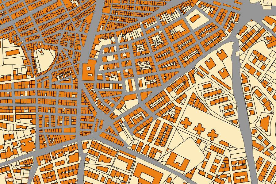 Mappa catastale del centro di Pietraperzia: particelle e fabbricati, cartografia Agenzia delle Entrate