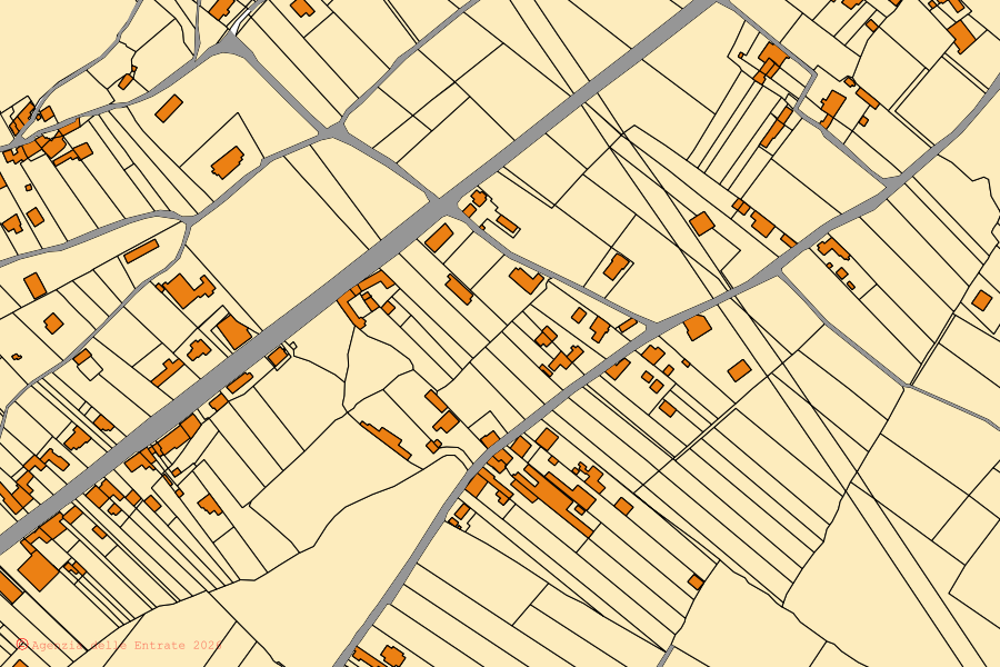 Mappa catastale del centro di Pietravairano: particelle e fabbricati, cartografia Agenzia delle Entrate