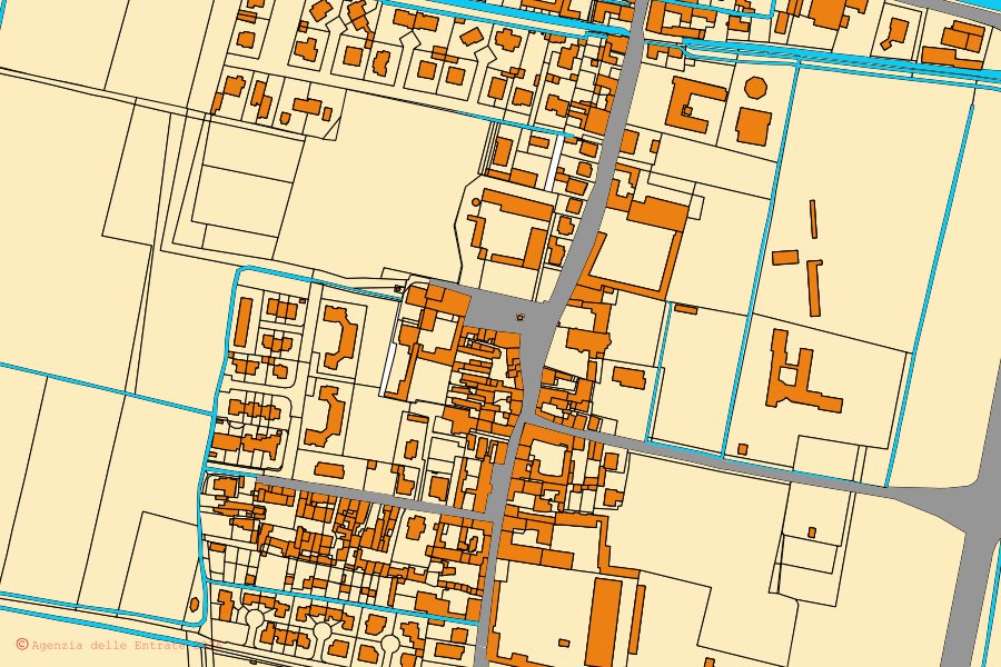 Mappa catastale del centro di Pieve San Giacomo: particelle e fabbricati, cartografia Agenzia delle Entrate