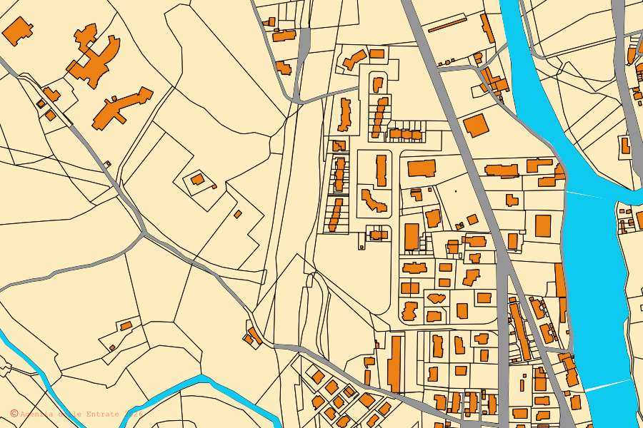 Mappa catastale del centro di Pieve Santo Stefano: particelle e fabbricati, cartografia Agenzia delle Entrate
