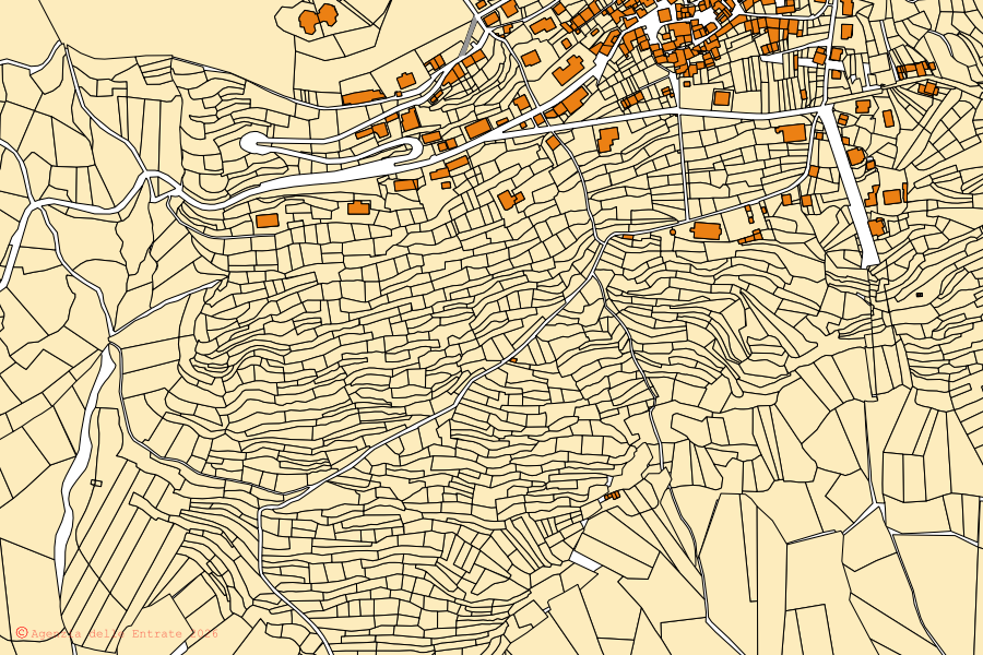 Mappa catastale del centro di Pigra: particelle e fabbricati, cartografia Agenzia delle Entrate