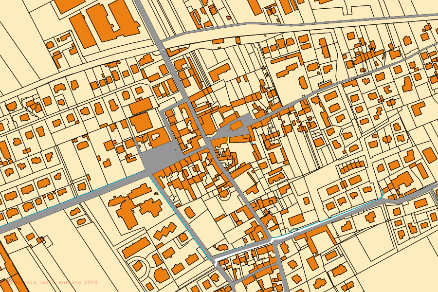 Mappa catastale del centro di Piscina: particelle e fabbricati, cartografia Agenzia delle Entrate