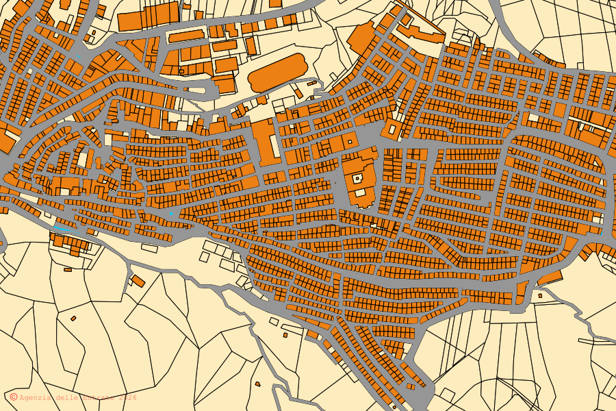 Mappa catastale del centro di Pisticci: particelle e fabbricati, cartografia Agenzia delle Entrate