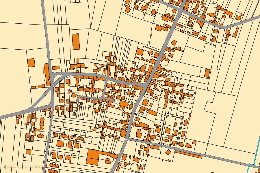 Mappa catastale del centro di Pizzale: particelle e fabbricati, cartografia Agenzia delle Entrate