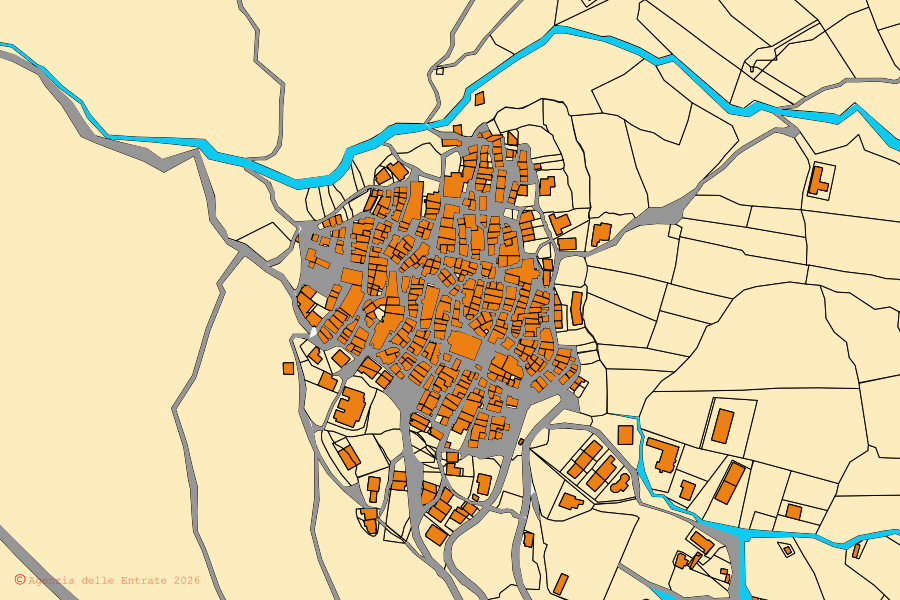 Mappa catastale del centro di Plataci: particelle e fabbricati, cartografia Agenzia delle Entrate