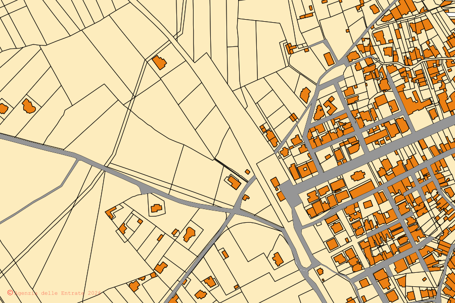 Mappa catastale del centro di Poggiardo: particelle e fabbricati, cartografia Agenzia delle Entrate