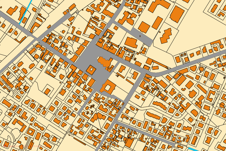 Mappa catastale del centro di Poggio Renatico: particelle e fabbricati, cartografia Agenzia delle Entrate