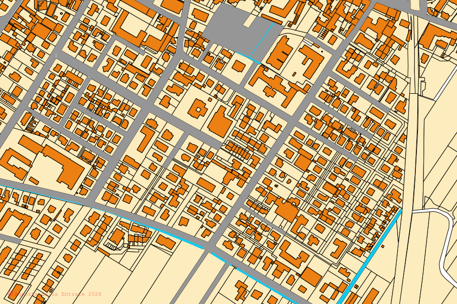 Mappa catastale del centro di Poggio Rusco: particelle e fabbricati, cartografia Agenzia delle Entrate