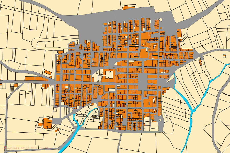 Mappa catastale del centro di Poggioreale: particelle e fabbricati, cartografia Agenzia delle Entrate