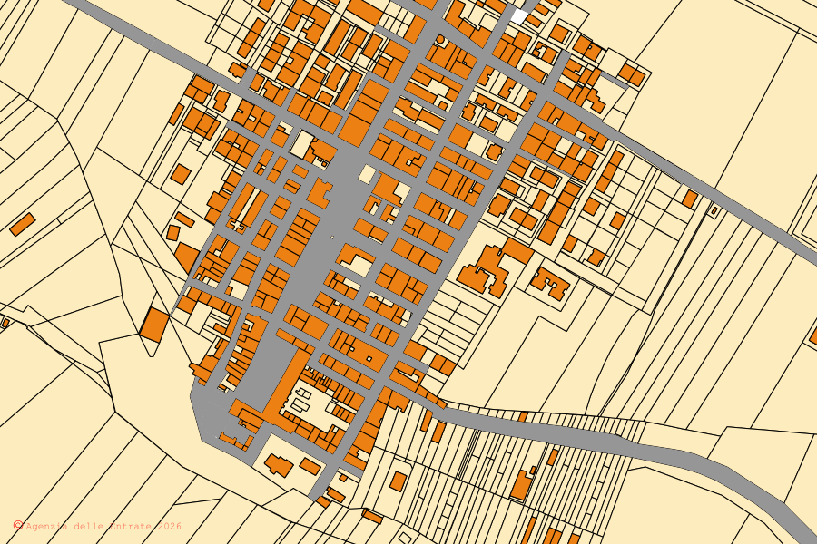 Mappa catastale del centro di Poggiorsini: particelle e fabbricati, cartografia Agenzia delle Entrate