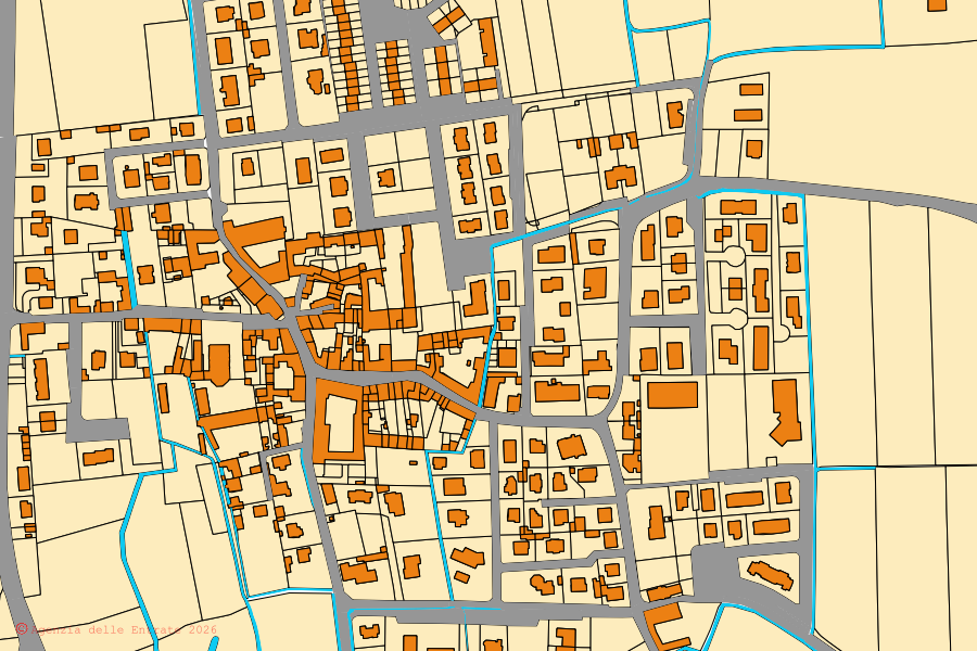 Mappa catastale del centro di Pognano: particelle e fabbricati, cartografia Agenzia delle Entrate