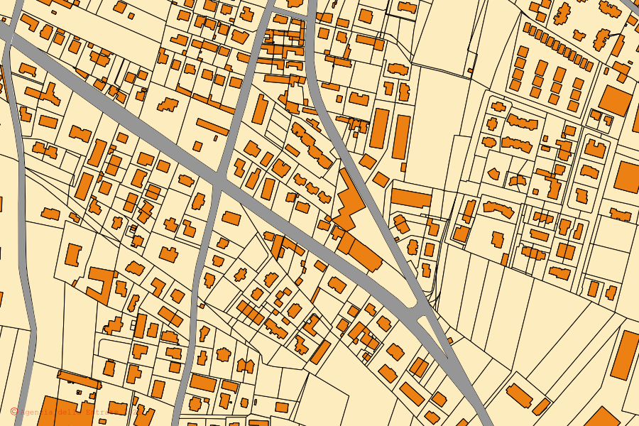 Mappa catastale del centro di Poirino: particelle e fabbricati, cartografia Agenzia delle Entrate