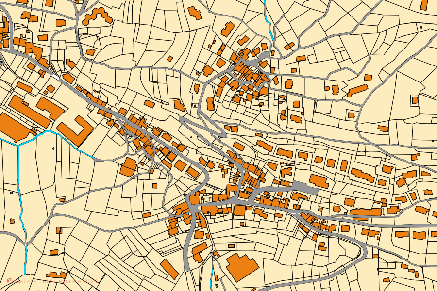 Mappa catastale del centro di Polaveno: particelle e fabbricati, cartografia Agenzia delle Entrate